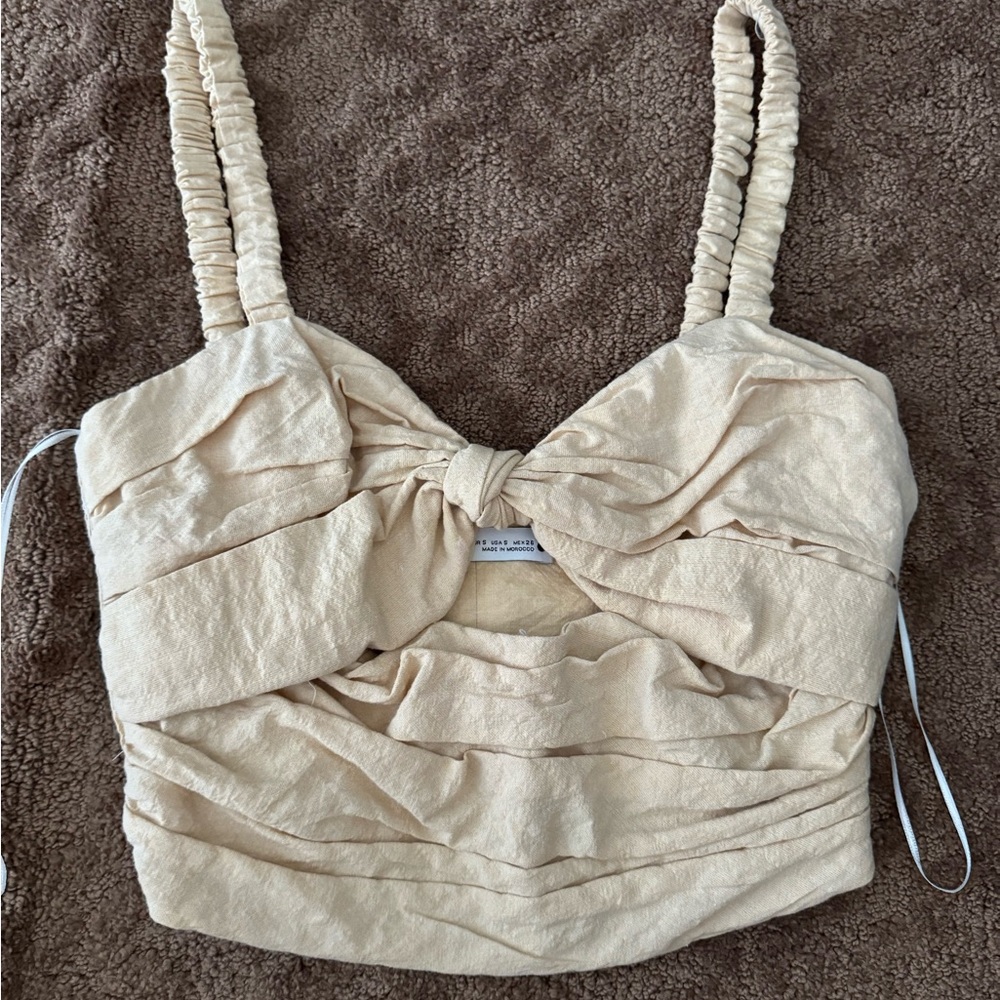 Zara Ruched Cut out Crop Top
